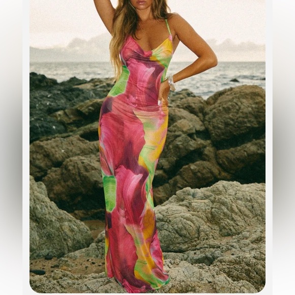 Miss Lola Mar y Sol Cowl Neck Maxi Dress - Size Large - Picture 1 of 7